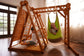 Chestnut | 8-in-1 Foldable Wooden Jungle Gym for Toddlers, Indoor or Outdoor