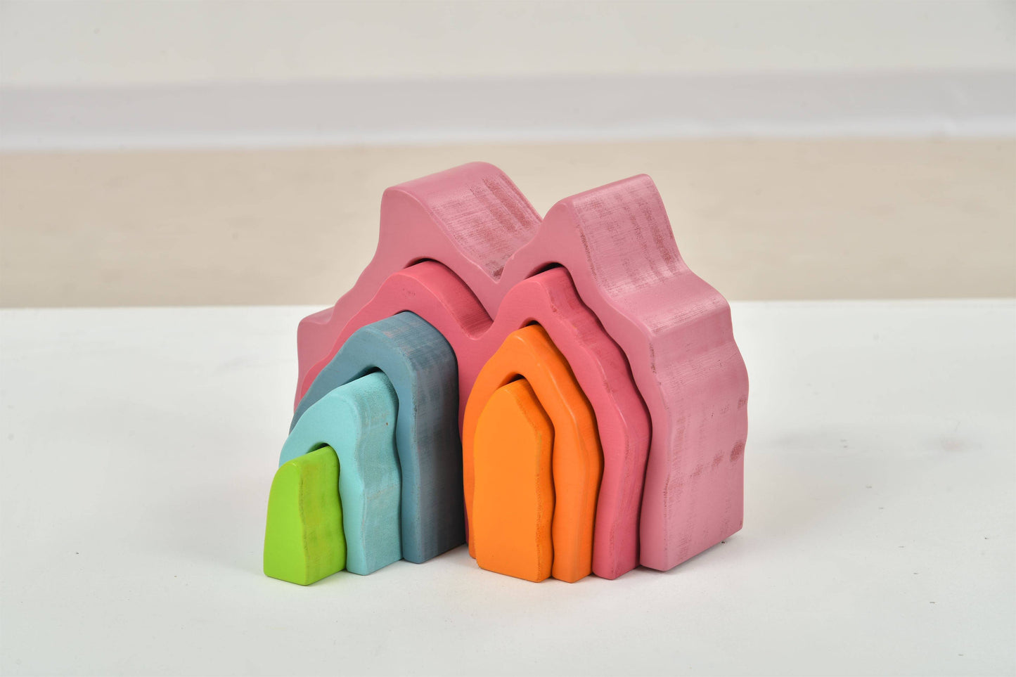 Wooden Mountain Rainbow Stacker Toy Puzzle Blocks