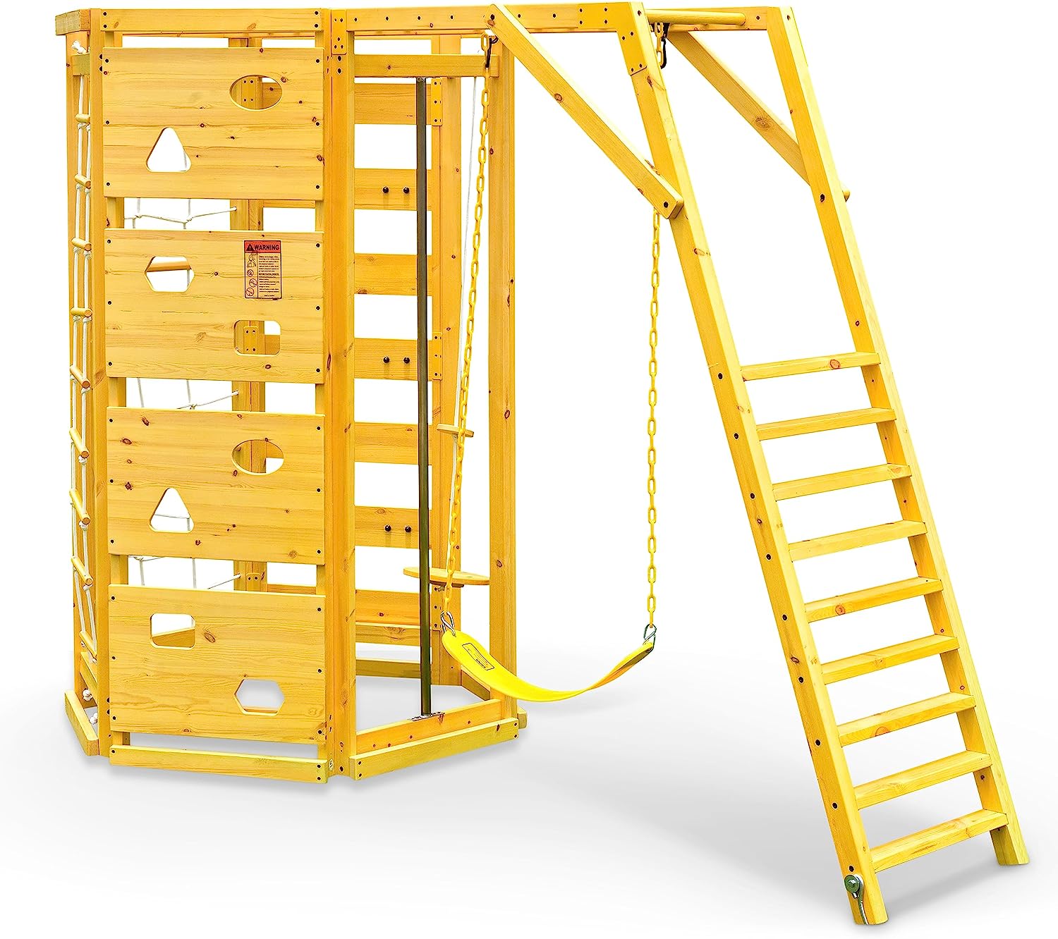Hawthorn - Outdoor Climber with Monkey Bars, Swing, and Octagon Climber Playset - Chickadees Wooden Toys