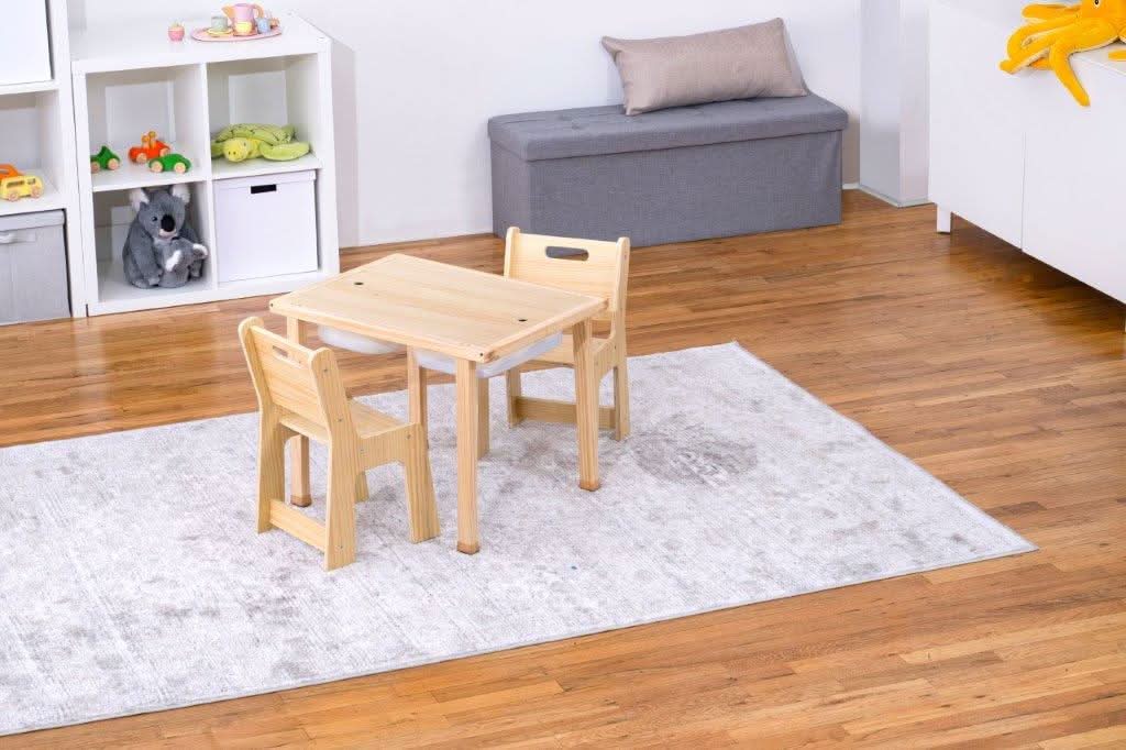 Cordia Kids Activity Table & Chair Set | Wooden Montessori Desk with Flip-Top Chalkboard & Storage