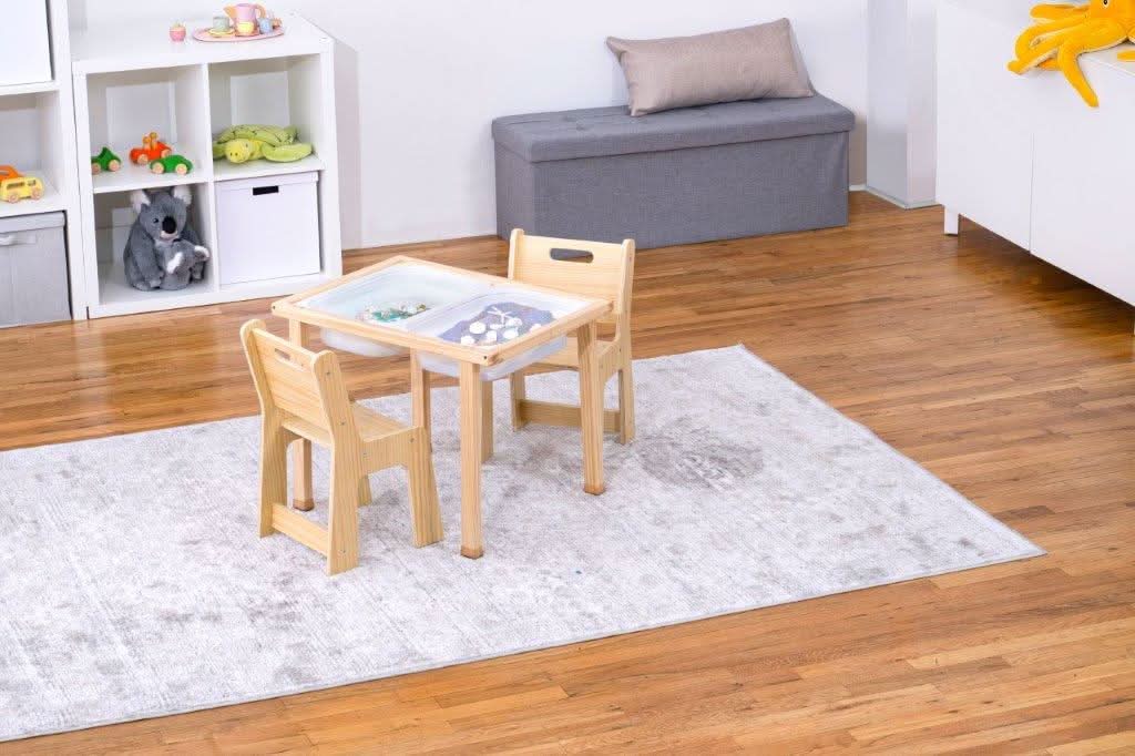 Cordia Kids Activity Table & Chair Set | Wooden Montessori Desk with Flip-Top Chalkboard & Storage