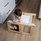 Date | 4-in-1 Kitchen Tower & Desk - Chickadees Wooden Toys
