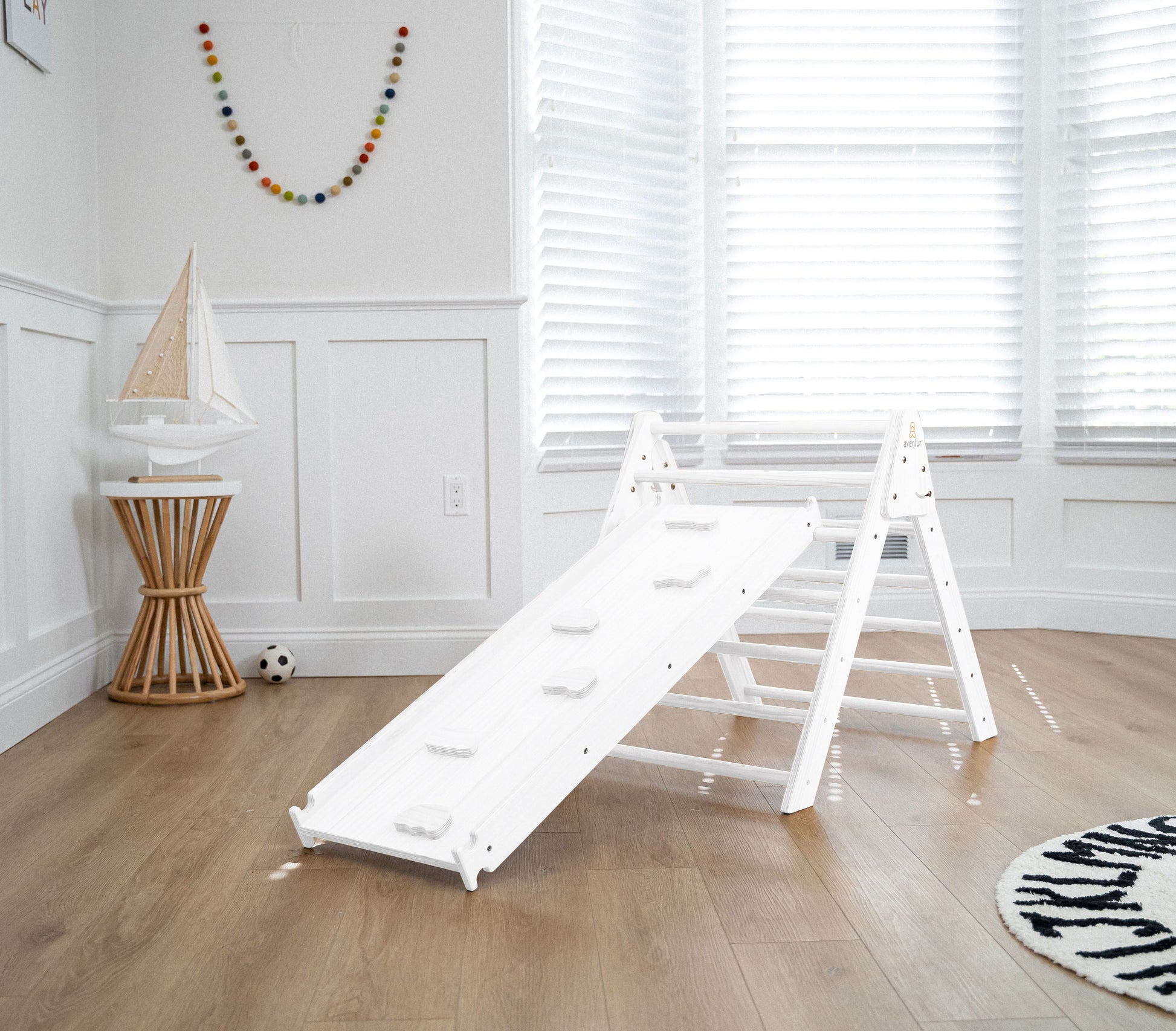 Hazel | Foldable Pikler Triangle with Slide & Rocker - Chickadees Wooden Toys