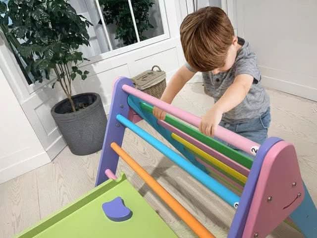 Hazel | Foldable Pikler Triangle with Slide & Rocker - Chickadees Wooden Toys
