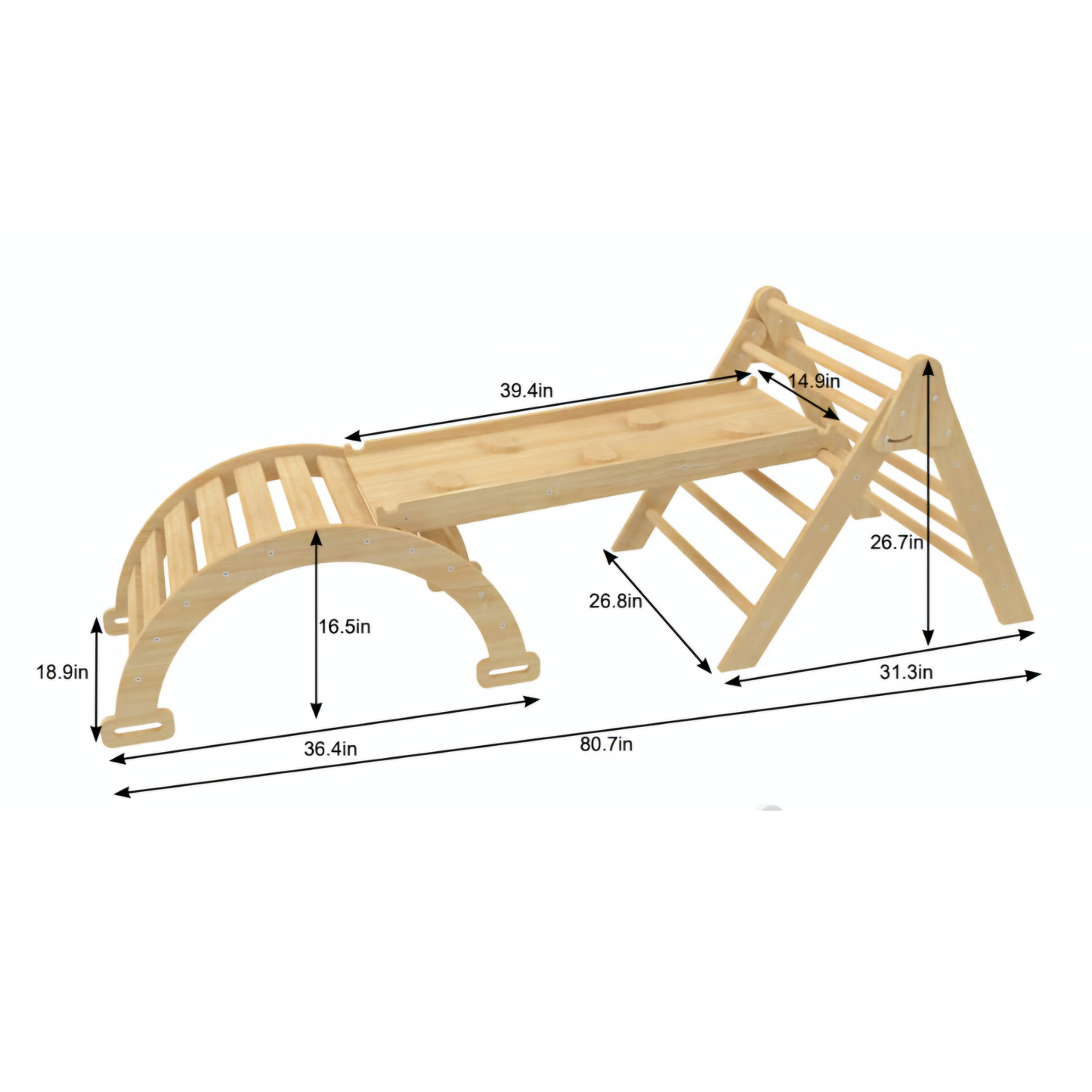 Hazel | Foldable Pikler Triangle with Slide & Rocker - Chickadees Wooden Toys