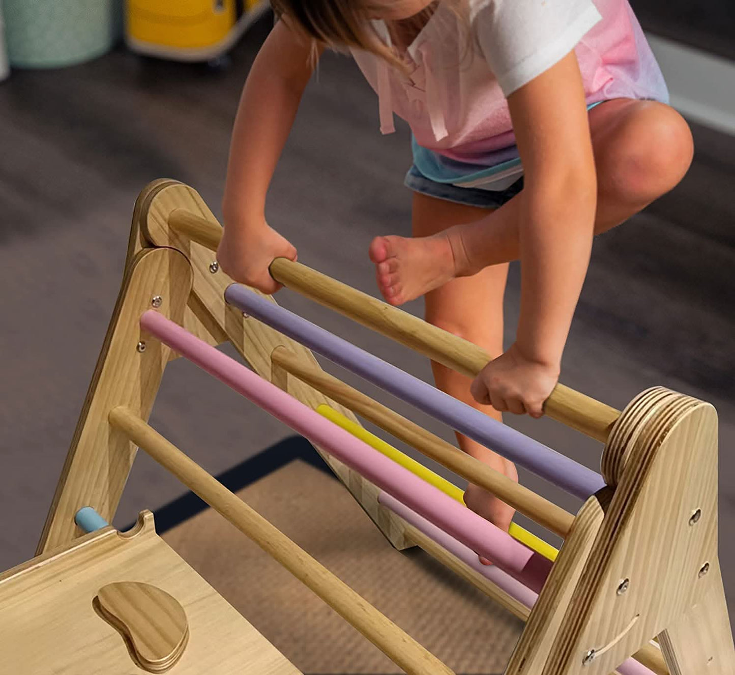 Hazel | Foldable Pikler Triangle with Slide & Rocker - Chickadees Wooden Toys
