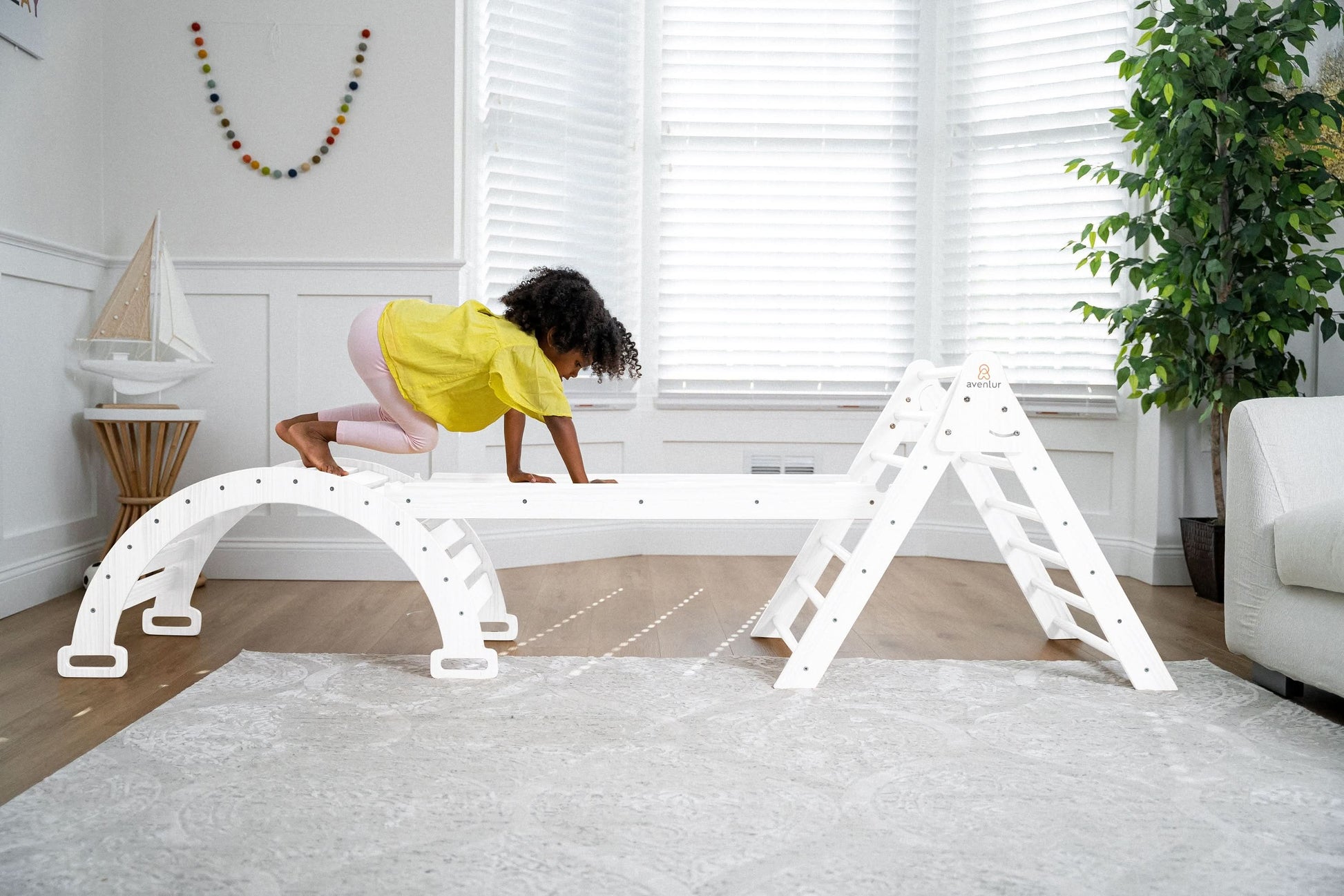 Hazel | Foldable Pikler Triangle with Slide & Rocker - Chickadees Wooden Toys