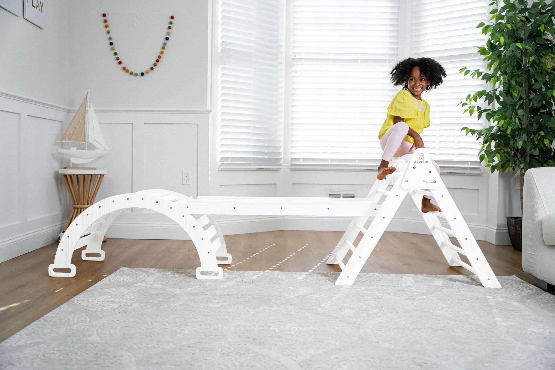 Hazel | Foldable Pikler Triangle with Slide & Rocker - Chickadees Wooden Toys
