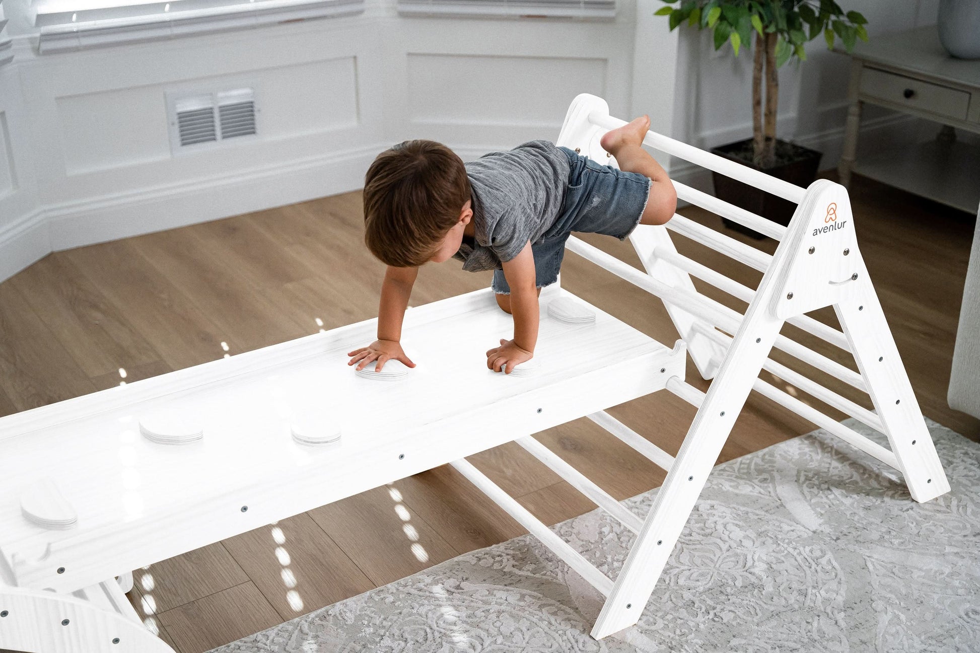 Hazel | Foldable Pikler Triangle with Slide & Rocker - Chickadees Wooden Toys