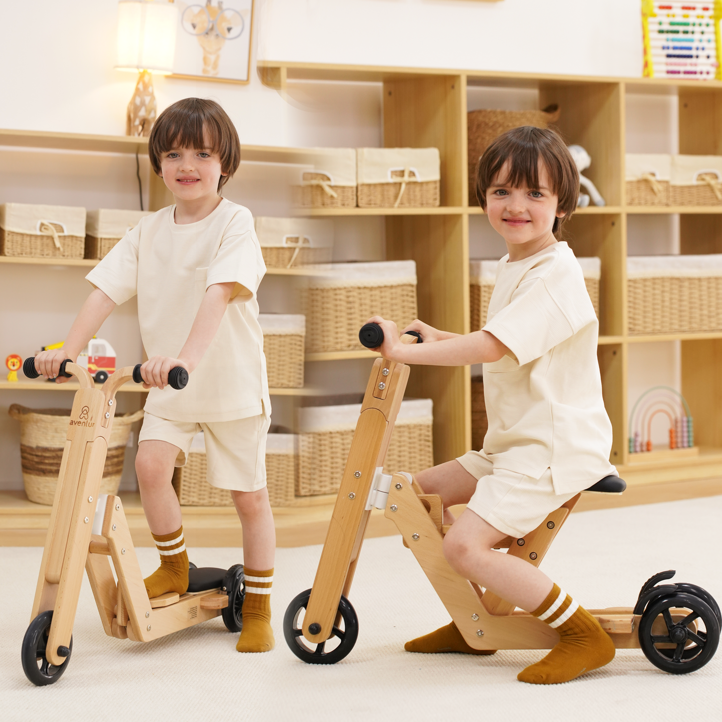 Juneberry | 2-in-1 Wooden Toddler Scooter and Ride-On Toy, Converts Without Tools - Chickadees Wooden Toys