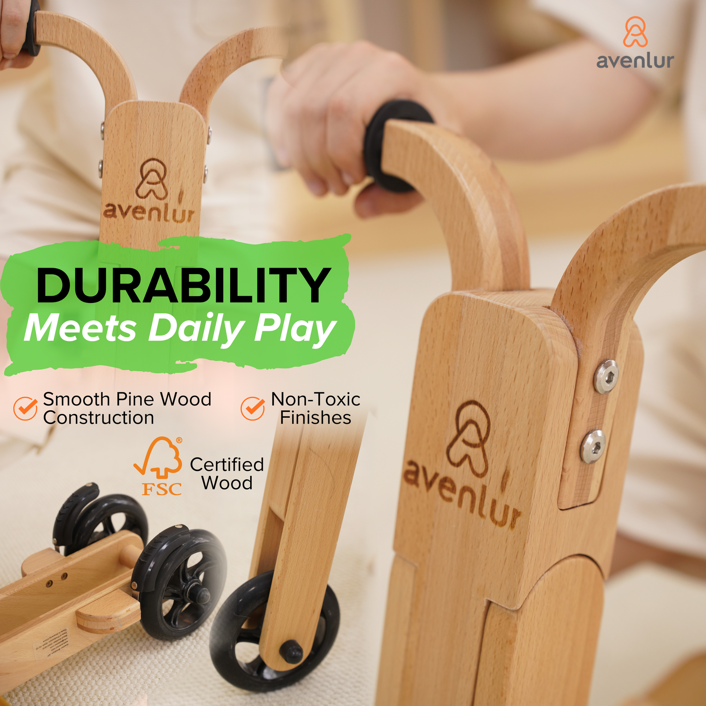 Juneberry | 2-in-1 Wooden Toddler Scooter and Ride-On Toy, Converts Without Tools - Chickadees Wooden Toys