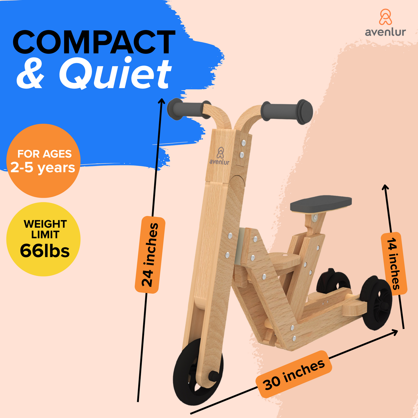 Juneberry | 2-in-1 Wooden Toddler Scooter and Ride-On Toy, Converts Without Tools - Chickadees Wooden Toys
