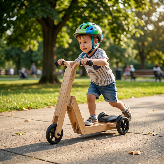 Juneberry | 2-in-1 Wooden Toddler Scooter and Ride-On Toy, Converts Without Tools - Chickadees Wooden Toys
