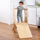 Laurel 4-in-1 Foldable Kitchen Tower, Step Stool, Slide & Chalkboard for Toddlers - Chickadees Wooden Toys