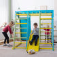 Magnolia | Indoor Wooden Jungle Gym with Monkey Bars, Rock Wall & Swing - Chickadees Wooden Toys
