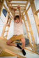 Magnolia | Indoor Wooden Jungle Gym with Monkey Bars, Rock Wall & Swing - Chickadees Wooden Toys