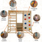 Magnolia | Indoor Wooden Jungle Gym with Monkey Bars, Rock Wall & Swing - Chickadees Wooden Toys
