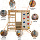 Magnolia | Indoor Wooden Jungle Gym with Monkey Bars, Rock Wall & Swing - Chickadees Wooden Toys