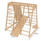 Magnolia | Indoor Wooden Jungle Gym with Monkey Bars, Rock Wall & Swing - Chickadees Wooden Toys