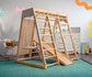Magnolia | Indoor Wooden Jungle Gym with Monkey Bars, Rock Wall & Swing - Chickadees Wooden Toys