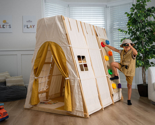 Magnolia Tent Cover | Canvas Play Tent Canopy for the Large Magnolia Climber (Climber Not Included) - Chickadees Wooden Toys