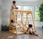 Magnolia | Indoor Wooden Jungle Gym with Monkey Bars, Rock Wall & Swing - Chickadees Wooden Toys