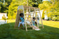 Magnolia | Indoor Wooden Jungle Gym with Monkey Bars, Rock Wall & Swing - Chickadees Wooden Toys