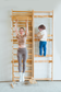 Neem 79" | Swedish Ladder & Rope Wall, Indoor Wooden Climber for Kids - Chickadees Wooden Toys