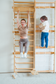 Neem 79" | Swedish Ladder & Rope Wall, Indoor Wooden Climber for Kids - Chickadees Wooden Toys