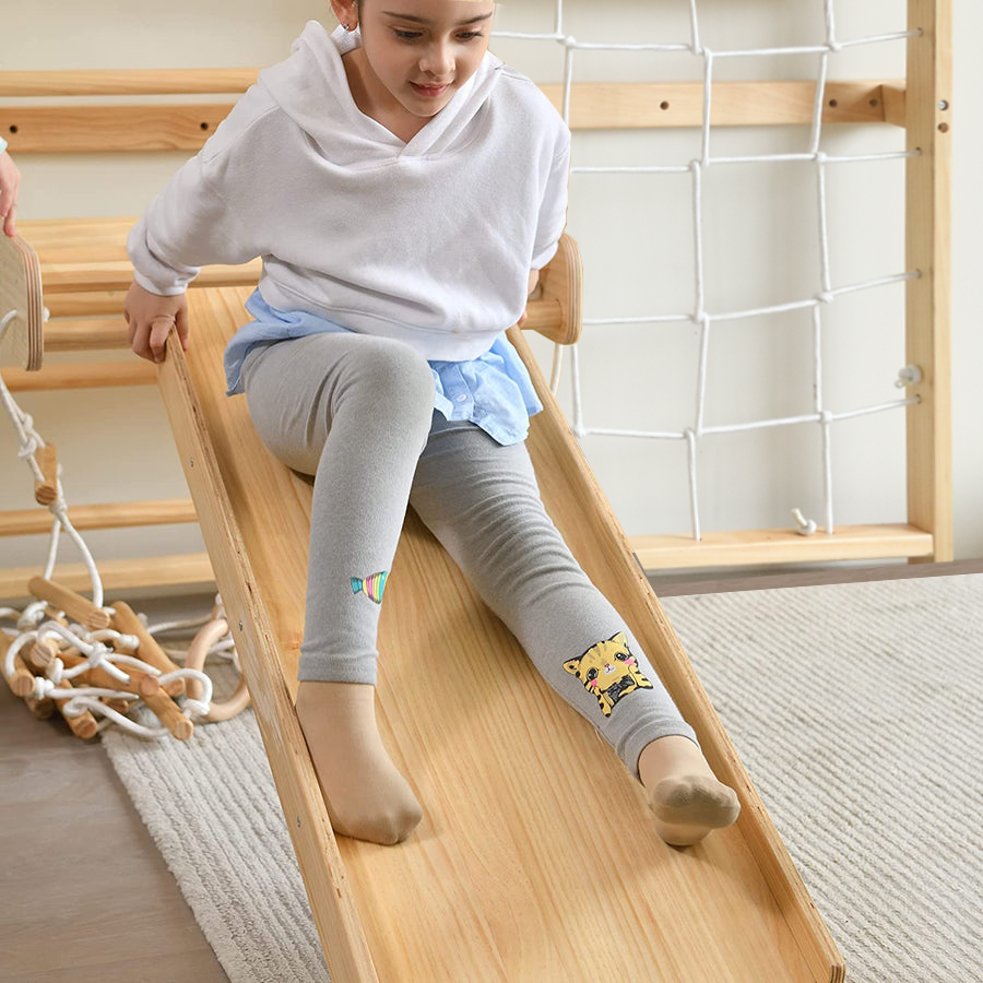 Neem 79" | Swedish Ladder & Rope Wall, Indoor Wooden Climber for Kids - Chickadees Wooden Toys
