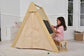 Oak Montessori Play Tent & Climber | Wooden Activity House with Rock Wall, Chalkboard, Desk & Stool - Chickadees Wooden Toys