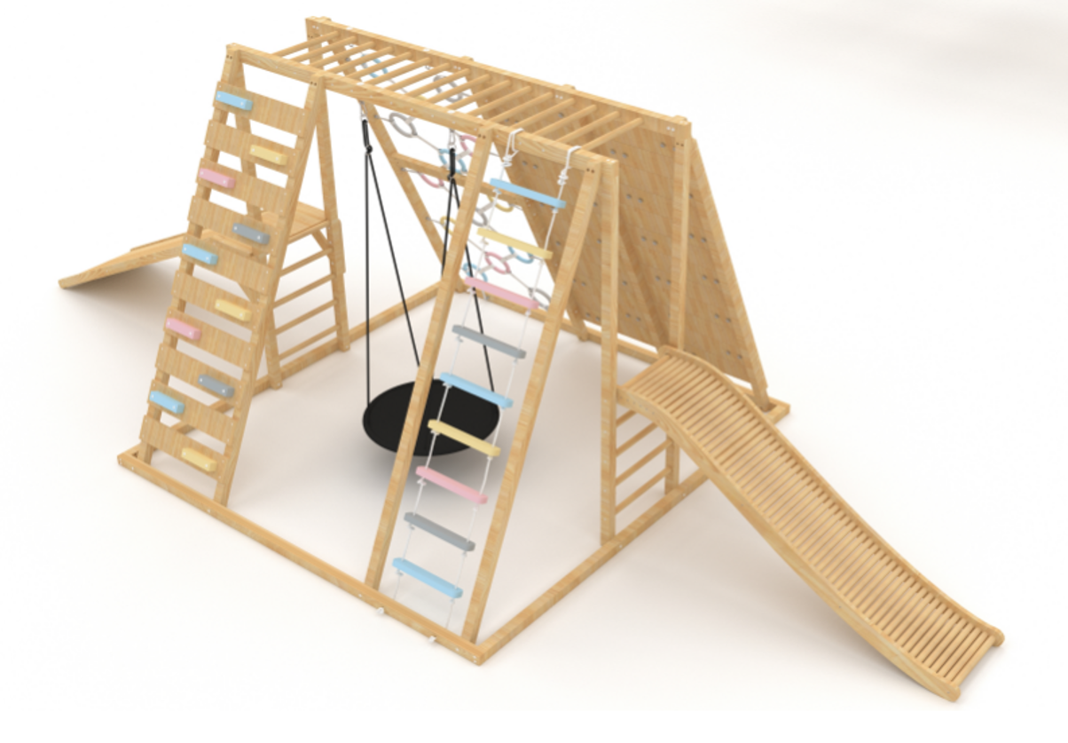 Wooden Roller Slide Add-On for Avenlur Climbers | Indoor Roller Slide, Climber Not Included - Chickadees Wooden Toys