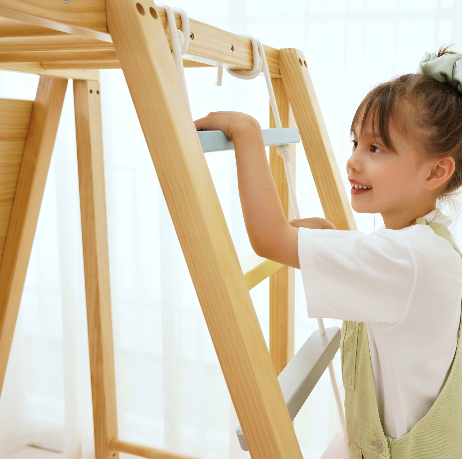 Sweetgum XL | 8-in-1 Indoor Playset for Toddlers with Slide and Swing - Chickadees Wooden Toys