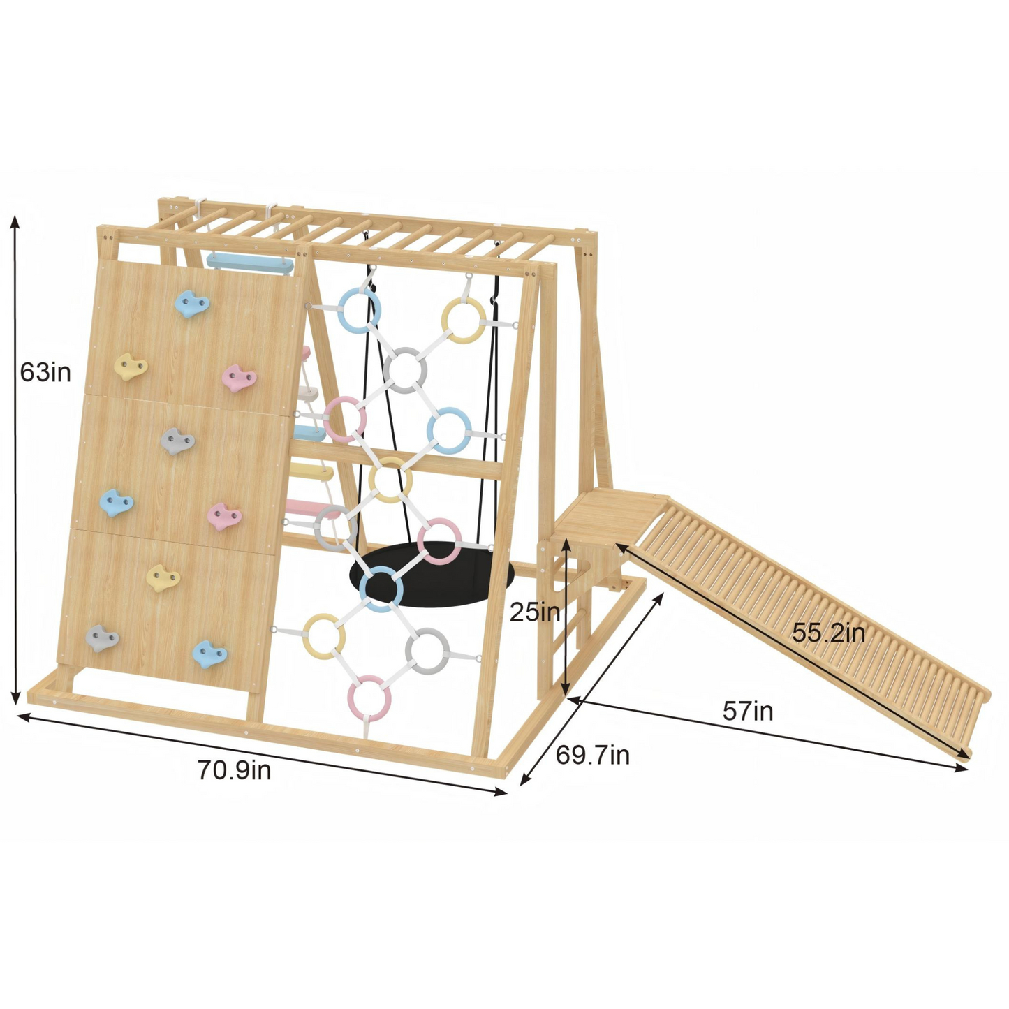 Sweetgum XL | 8-in-1 Indoor Playset for Toddlers with Slide and Swing - Chickadees Wooden Toys