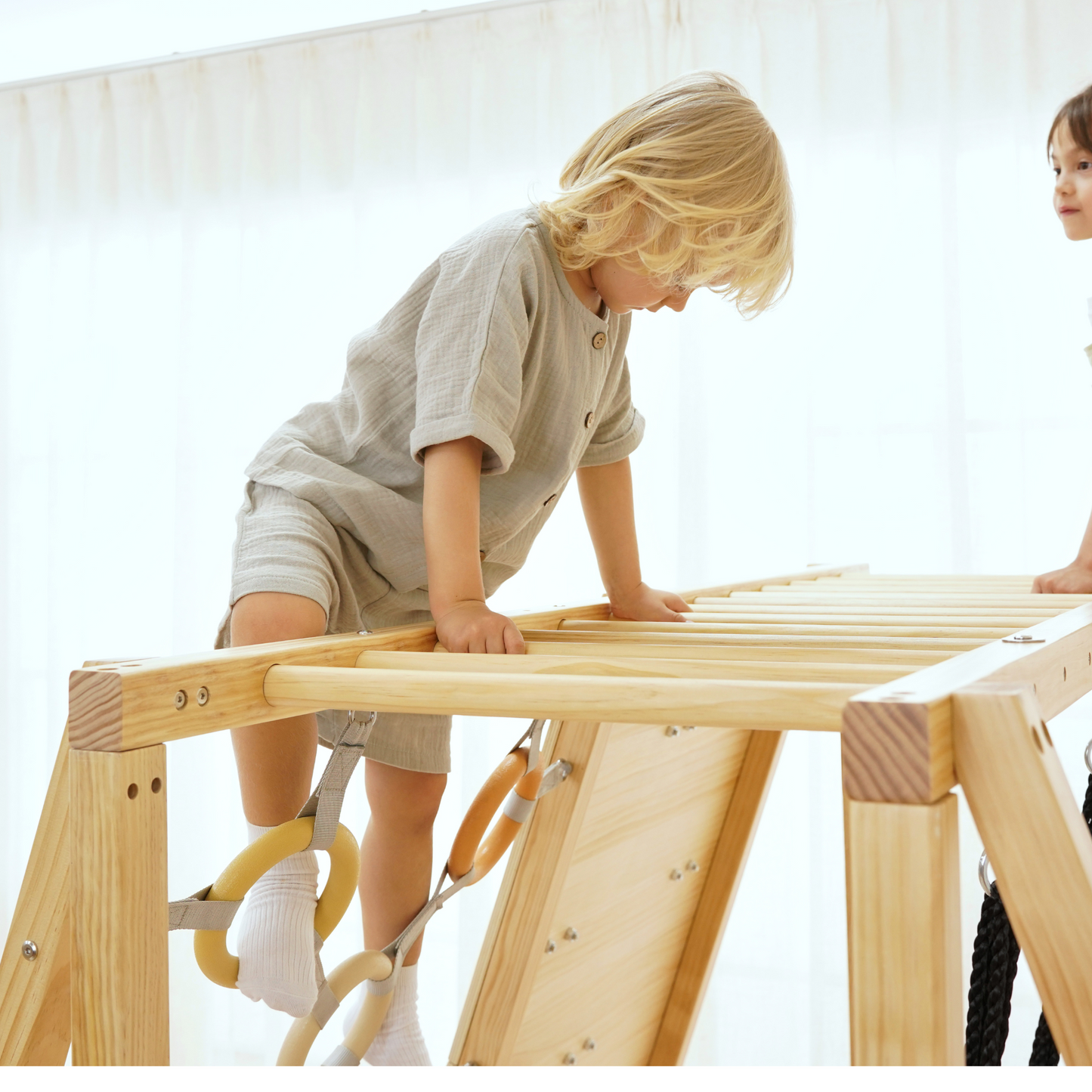 Sweetgum XL | 8-in-1 Indoor Playset for Toddlers with Slide and Swing - Chickadees Wooden Toys