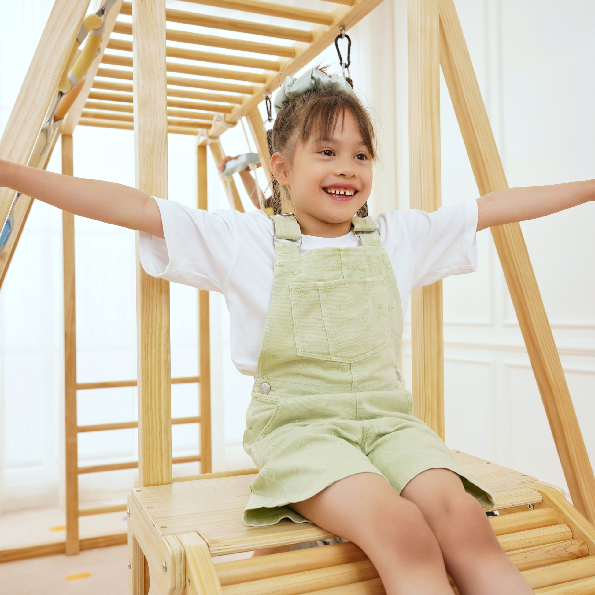 Sweetgum XL | 8-in-1 Indoor Playset for Toddlers with Slide and Swing - Chickadees Wooden Toys
