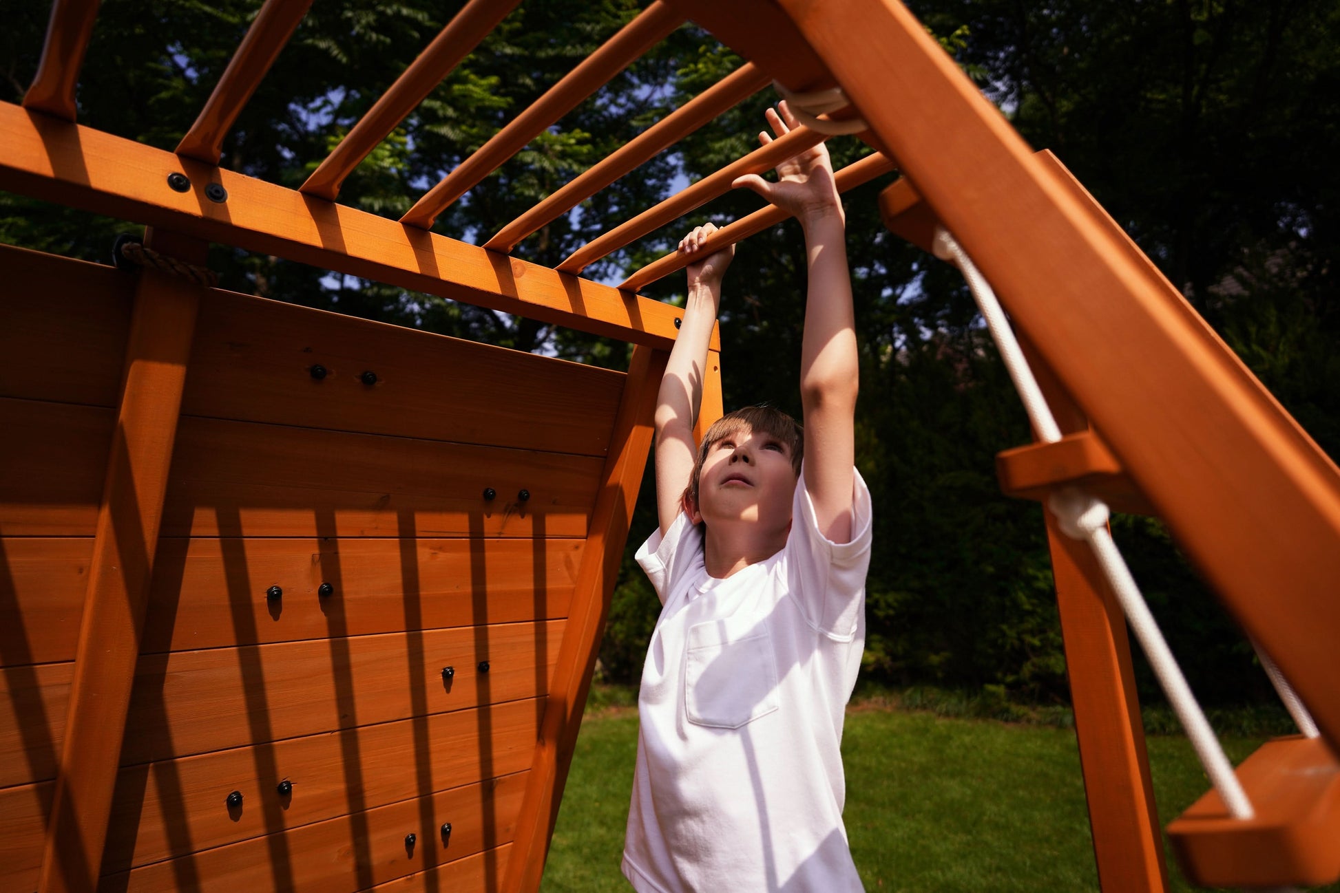 Sycamore Jumbo | Outdoor Wooden Swing Set & Climbing Jungle Gym - Chickadees Wooden Toys