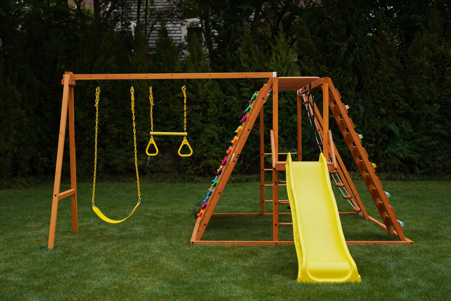 Sycamore Jumbo | Outdoor Wooden Swing Set & Climbing Jungle Gym - Chickadees Wooden Toys