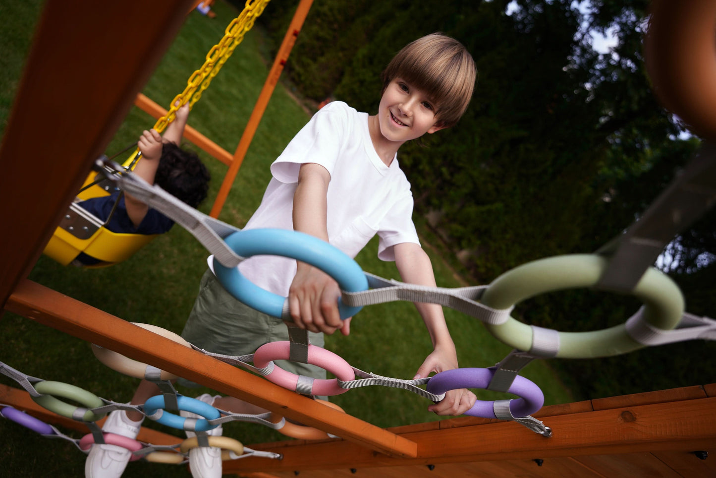 Sycamore Jumbo | Outdoor Wooden Swing Set & Climbing Jungle Gym - Chickadees Wooden Toys