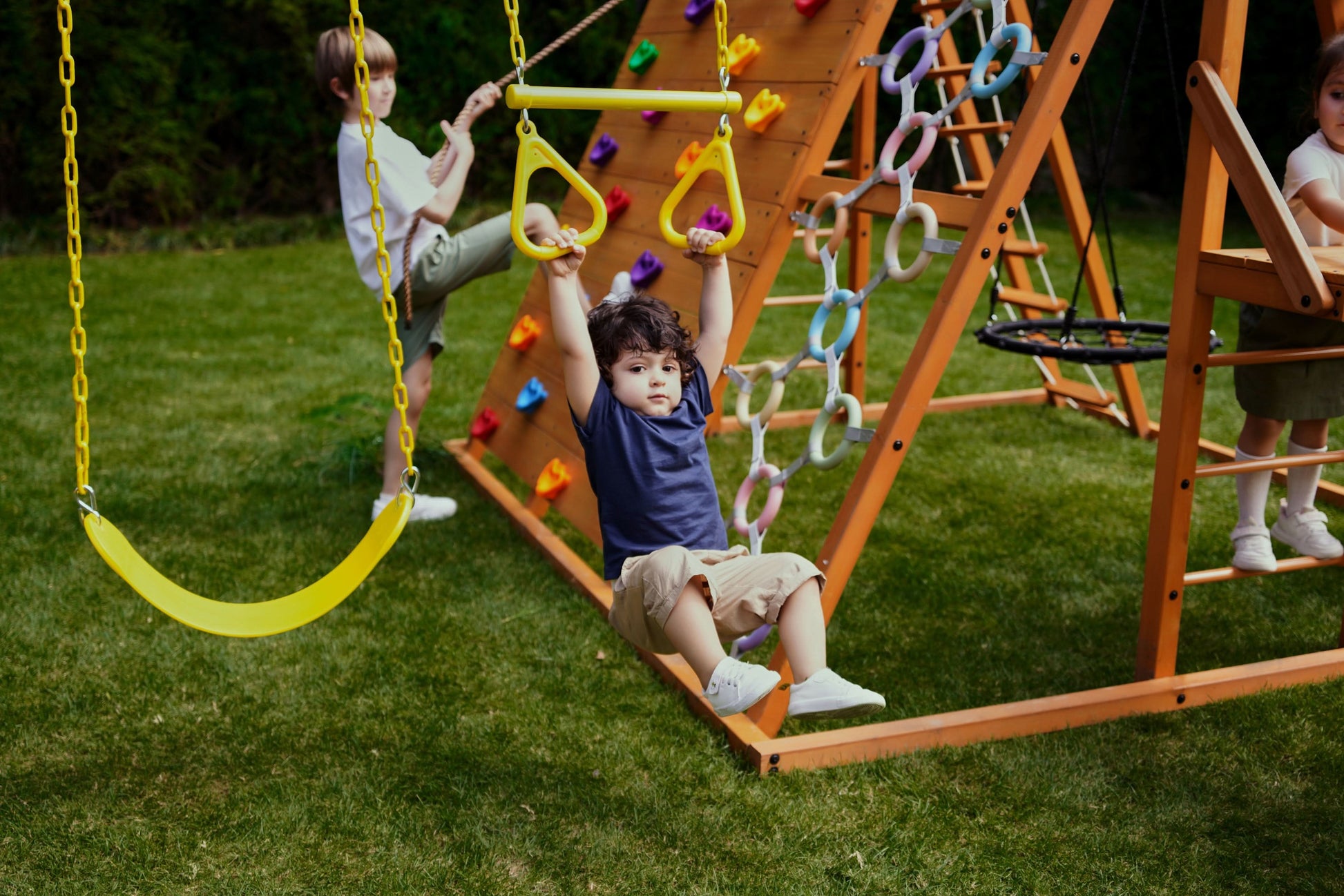 Sycamore Jumbo | Outdoor Wooden Swing Set & Climbing Jungle Gym - Chickadees Wooden Toys