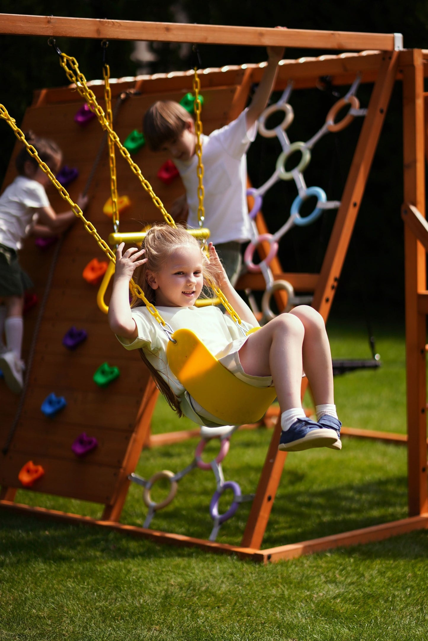 Sycamore Jumbo | Outdoor Wooden Swing Set & Climbing Jungle Gym - Chickadees Wooden Toys