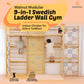 Walnut Modular 79" | Swedish Wall Gym in 3 Panels for Lower Ceilings - Chickadees Wooden Toys