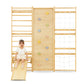 Walnut Modular 79" | Swedish Wall Gym in 3 Panels for Lower Ceilings - Chickadees Wooden Toys