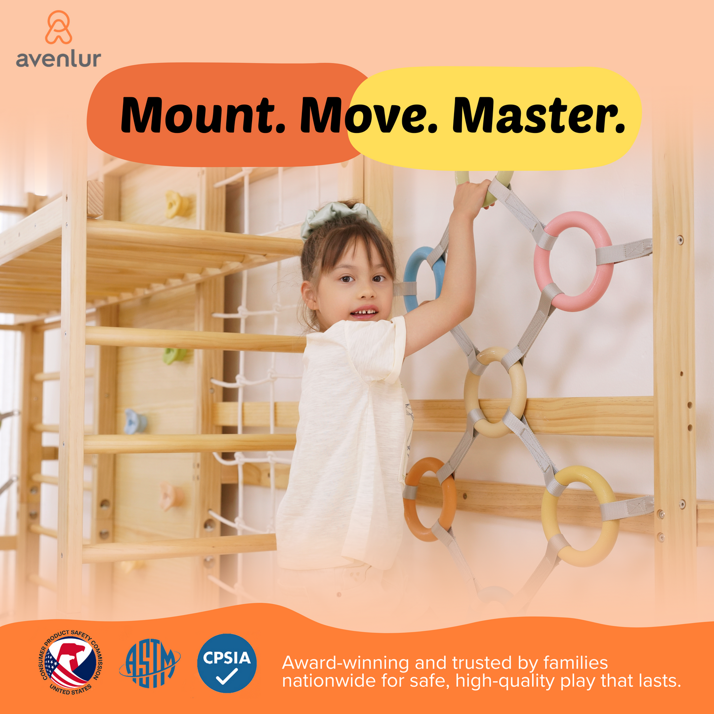 Walnut Modular | Swedish Ladder Jungle Gym - Wall Mounted - Chickadees Wooden Toys