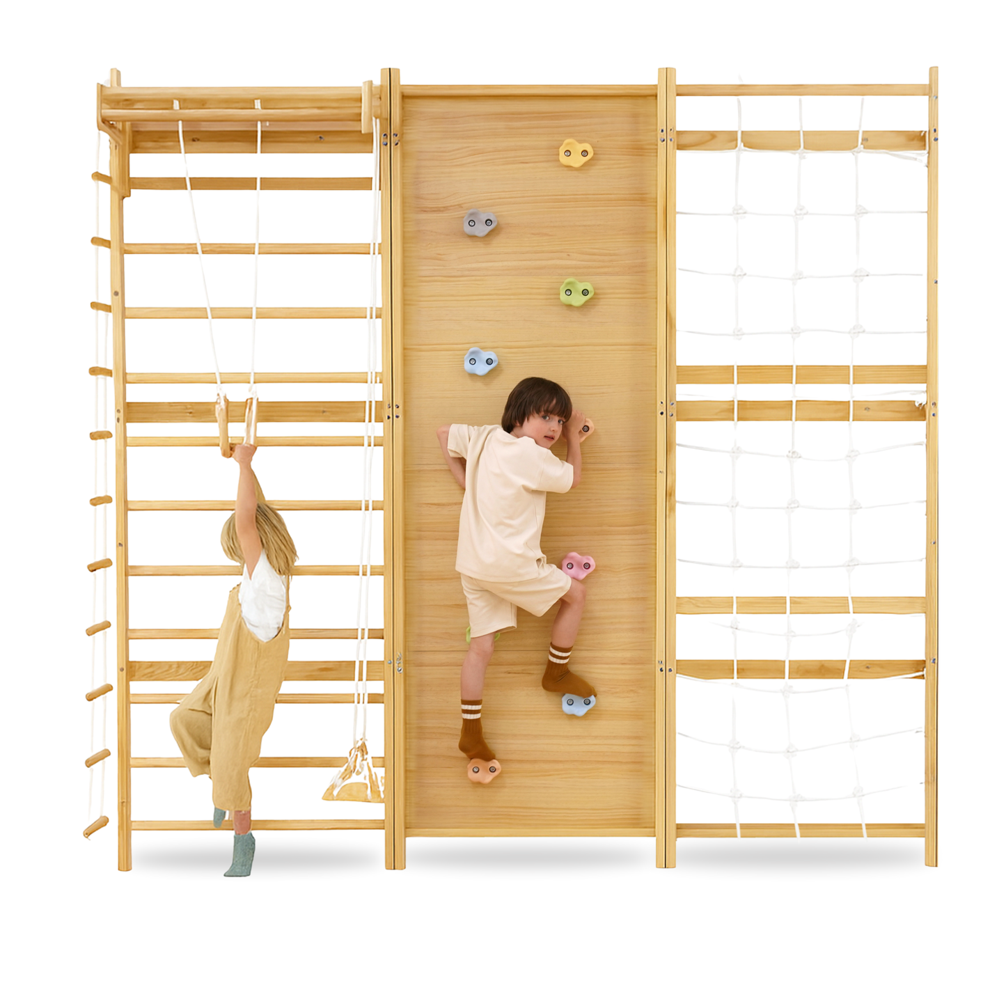 Walnut Modular | Swedish Ladder Jungle Gym - Wall Mounted - Chickadees Wooden Toys