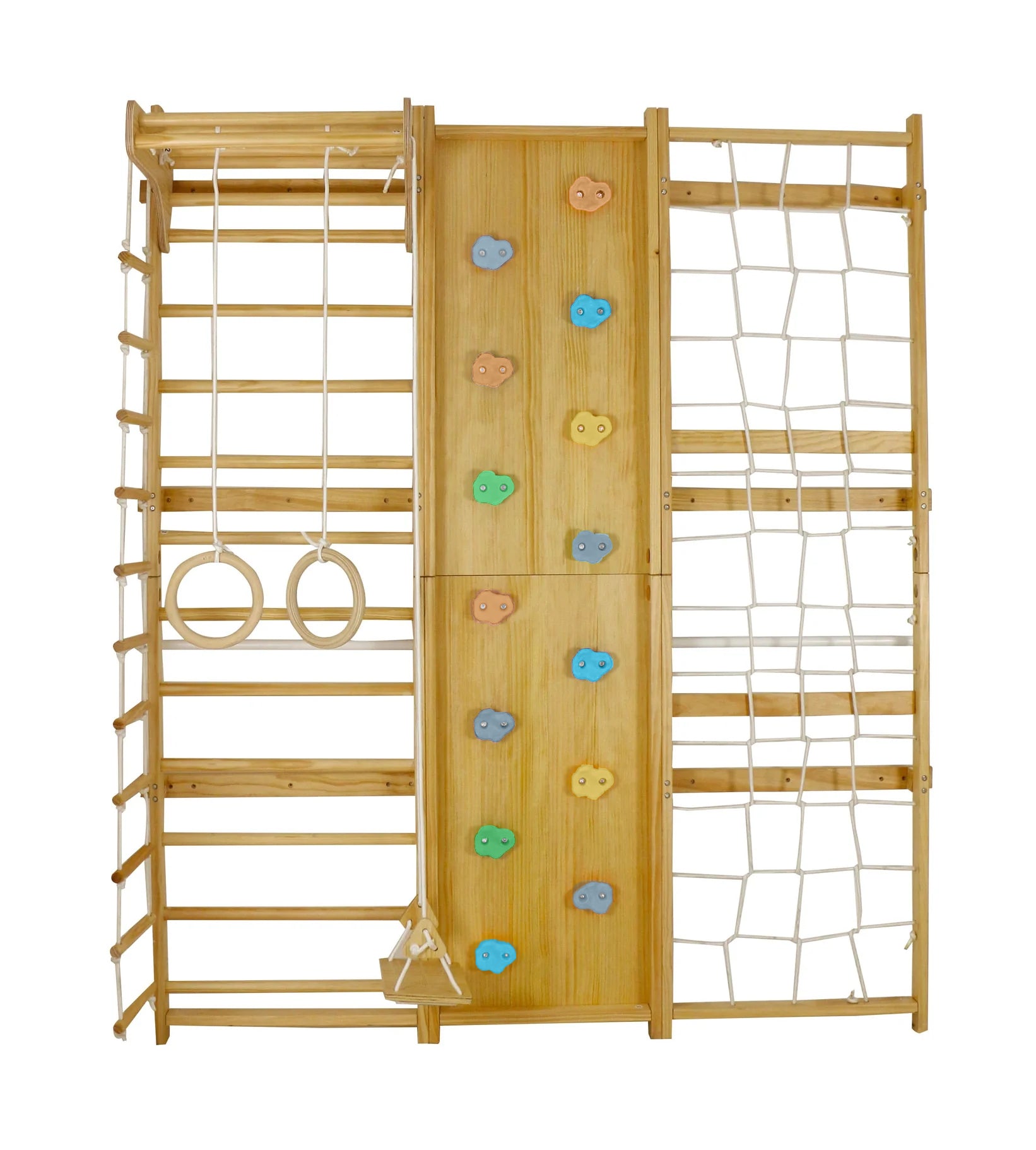 Walnut | Swedish Ladder Jungle Gym - Wall Mounted - Chickadees Wooden Toys