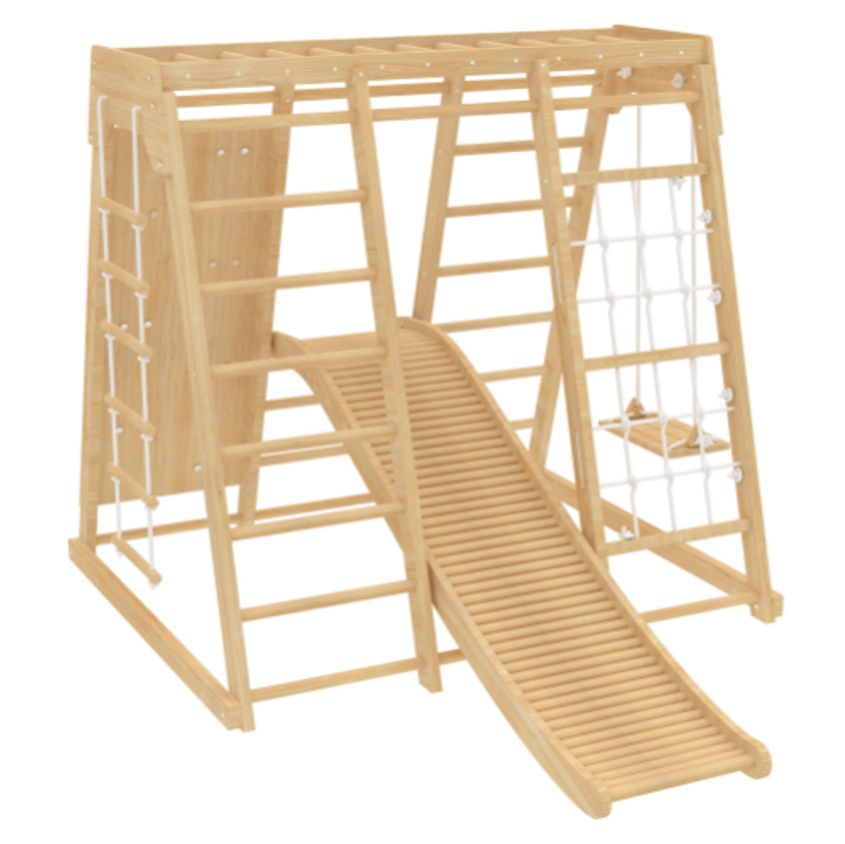 Wooden Roller Slide Add-On for Avenlur Climbers | Indoor Roller Slide, Climber Not Included - Chickadees Wooden Toys