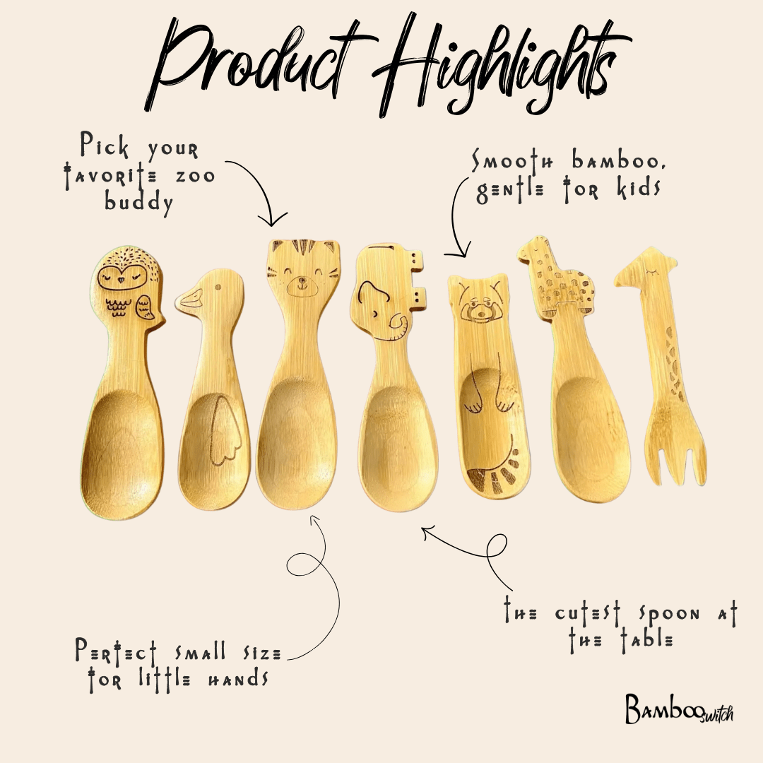 Bamboo Animal Kids Spoons - Chickadees Wooden Toys