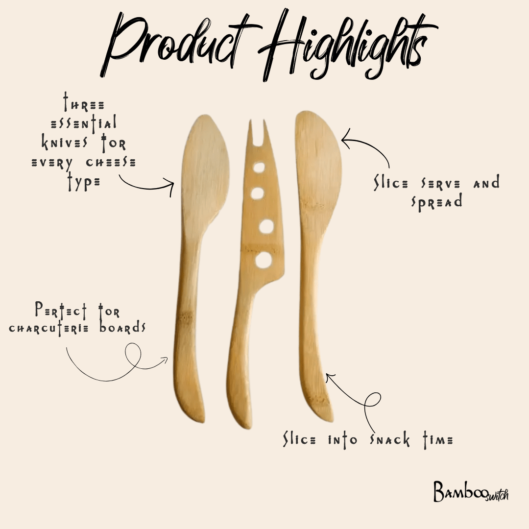 Bamboo Cheese Knife Set - Chickadees Wooden Toys