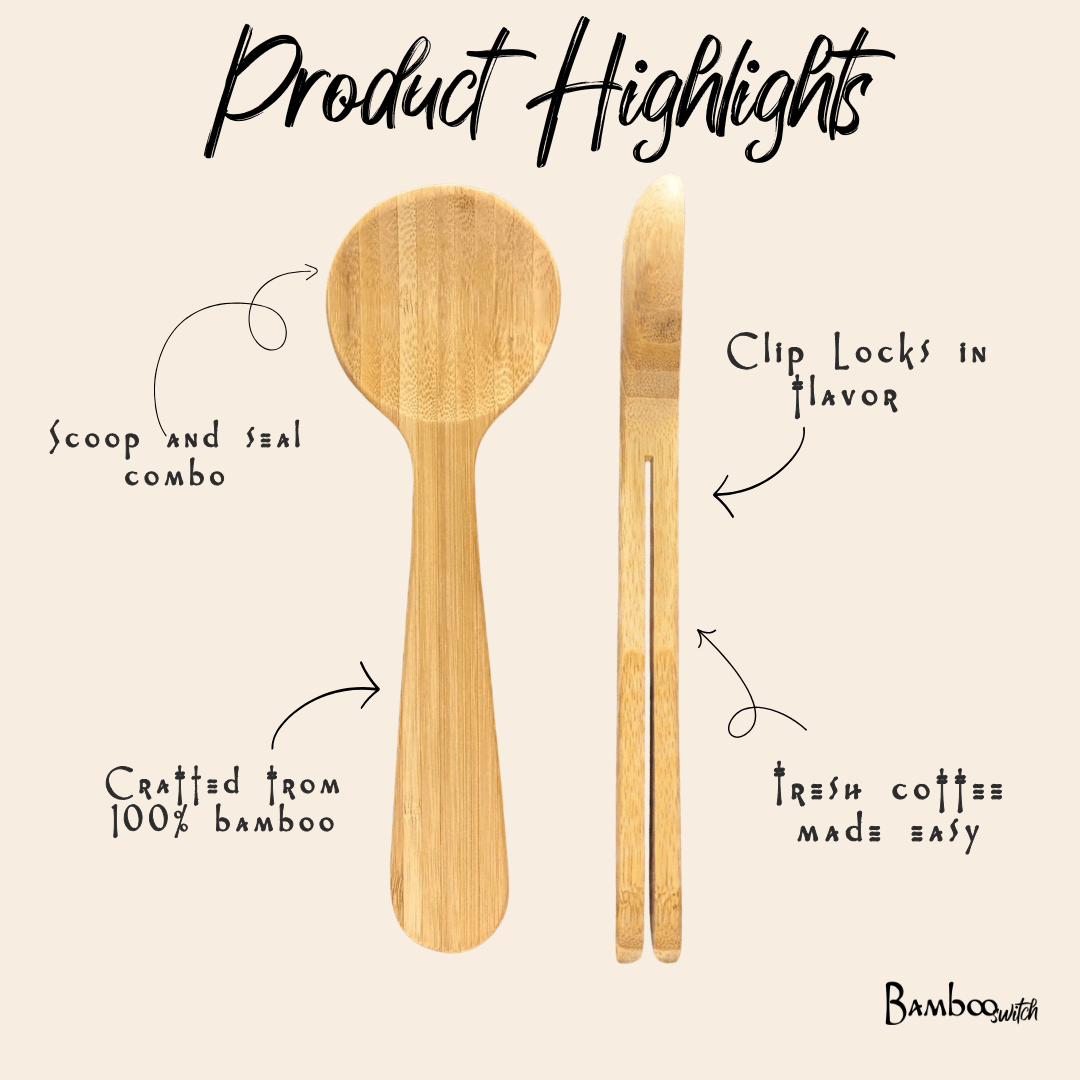 Bamboo Coffee Clip Spoon - Chickadees Wooden Toys